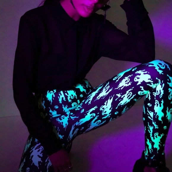 Blackmilk Pants - Blackmilk Neon Ghosts HW Leggings